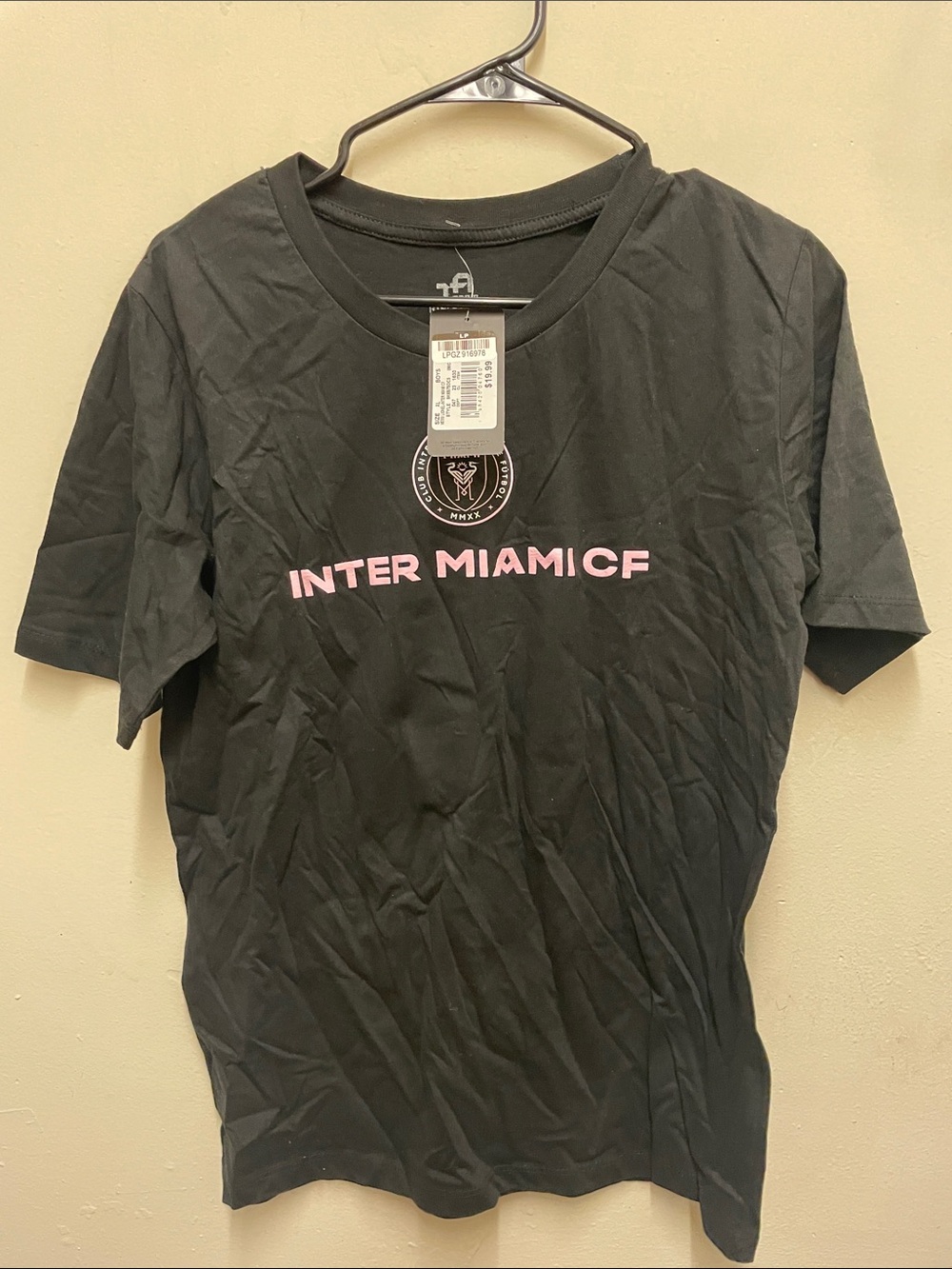 Inter Miami CF Men's Black Short Sleeve Tee with Pink Logo | XL